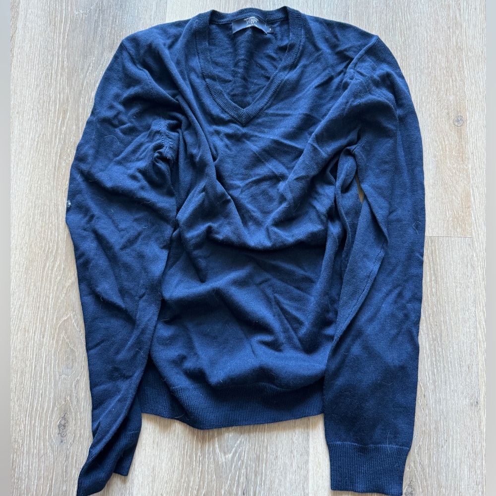 J Crew 100% merino wool blue v neck sweater